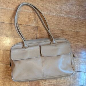 Longchamp Vintage Pebble Tan Leather Satchel Bag